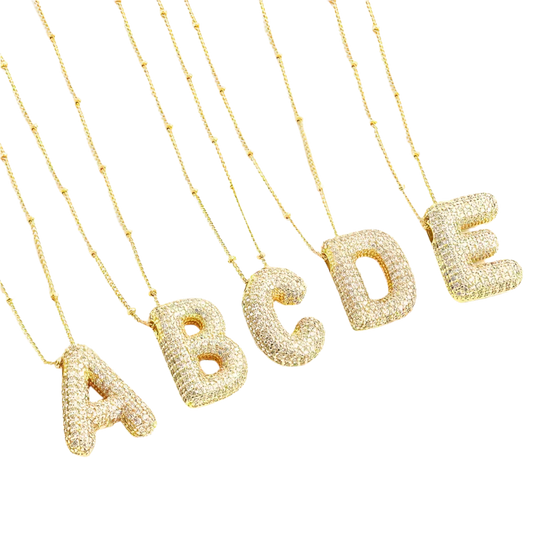 Bubble letter initial set de collares | Oro