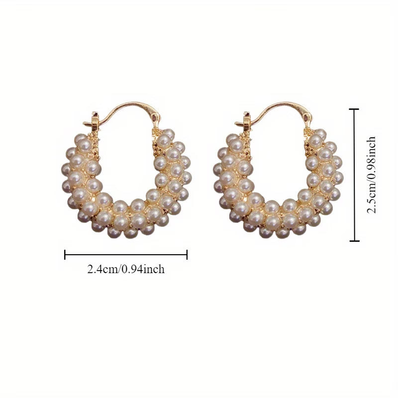 Layered Perla Aretes de Aro