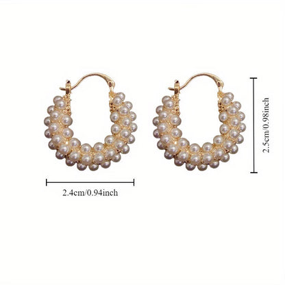 Layered Perla Aretes de Aro