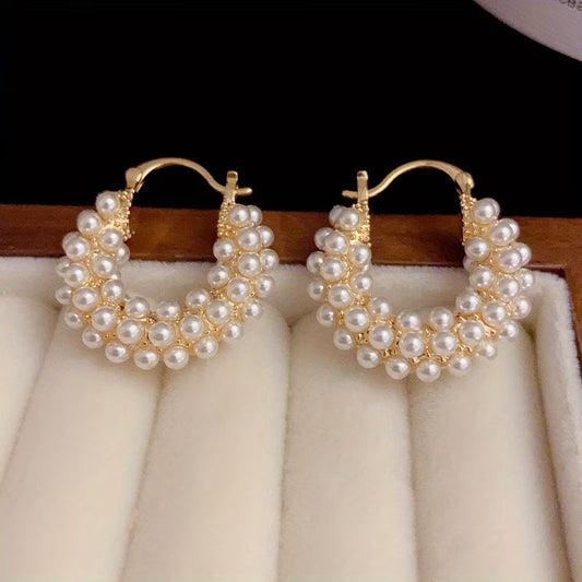 Layered Perla Aretes de Aro