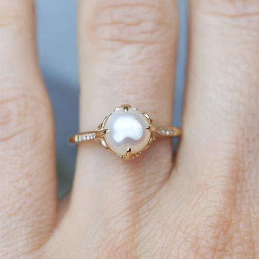 Delicate Perla & Cristal Anillo