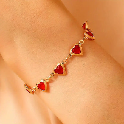 Oro Rubí Corazón Chain Pulsera