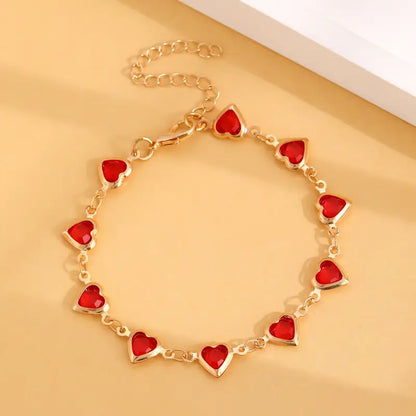 Oro Rubí Corazón Chain Pulsera