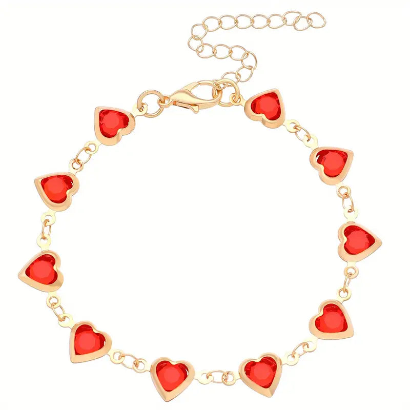 Oro Rubí Corazón Chain Pulsera
