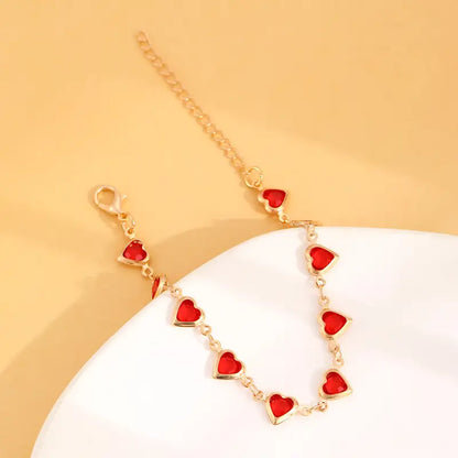 Oro Rubí Corazón Chain Pulsera