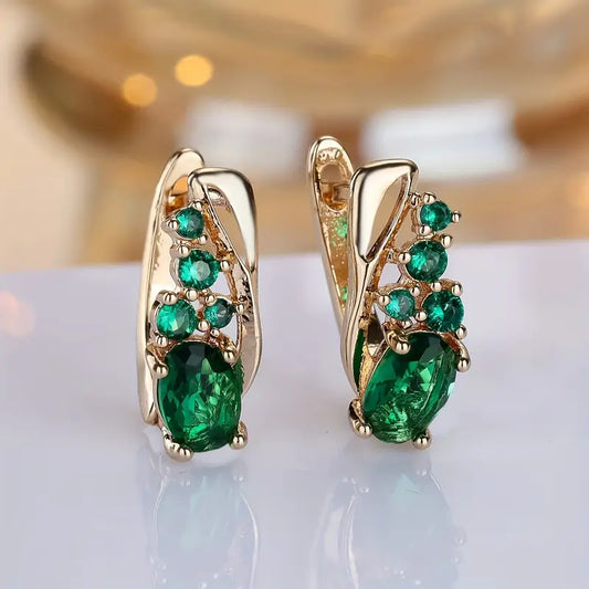 Oro Esmeralda Cluster Aretes Colgantes