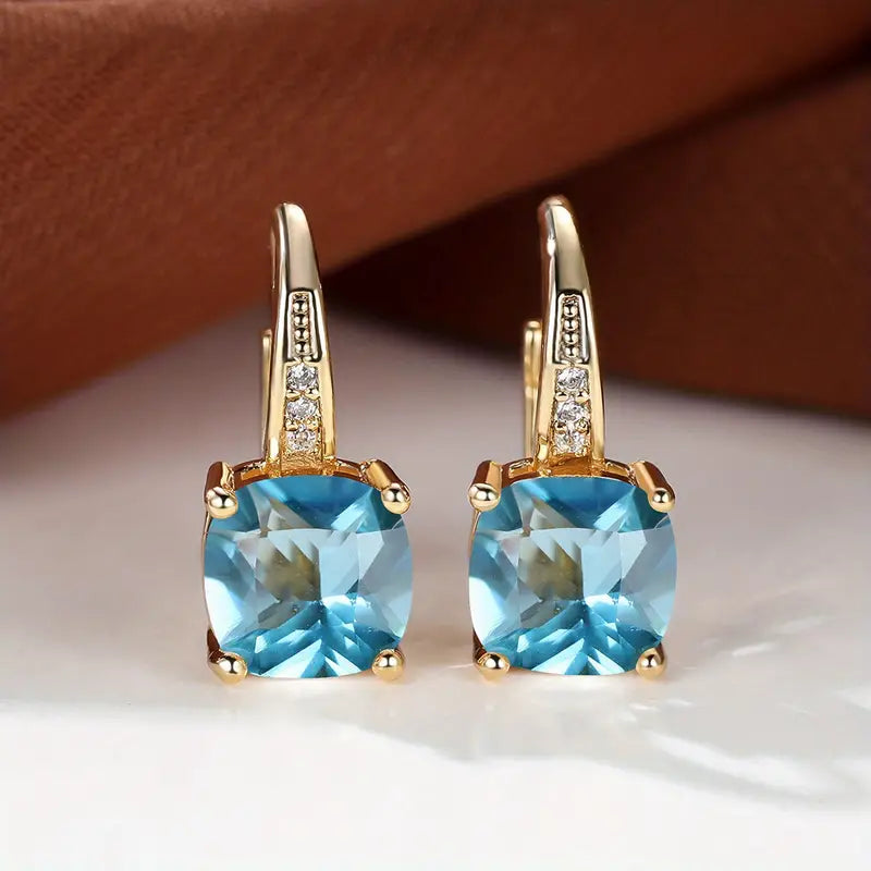 Mystic Zafiro Piedra Aretes de Aro | Oro