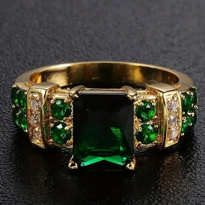 Oro Esmeralda Geometric Anillo