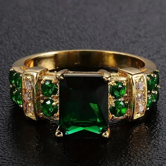 Oro Esmeralda Geometric Anillo