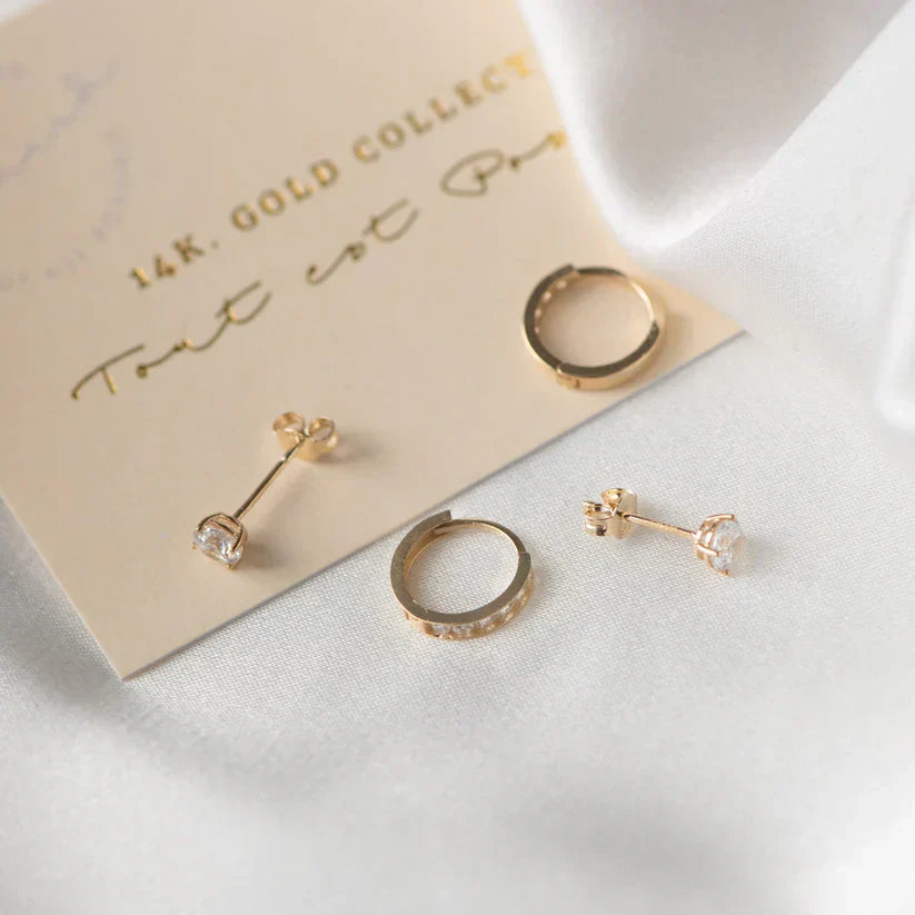 Dara Brillane Piedra Aretes Set | Oro