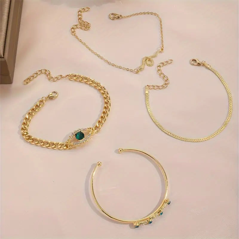Oro Esmeralda Pulsera con Dije Set
