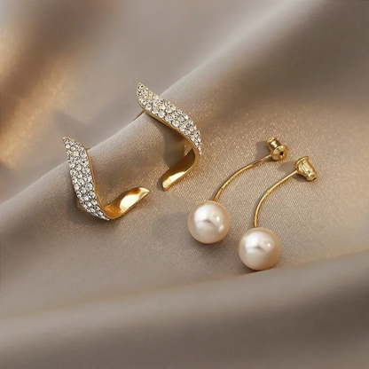 Chic Oro Perla Aretes Colgantes