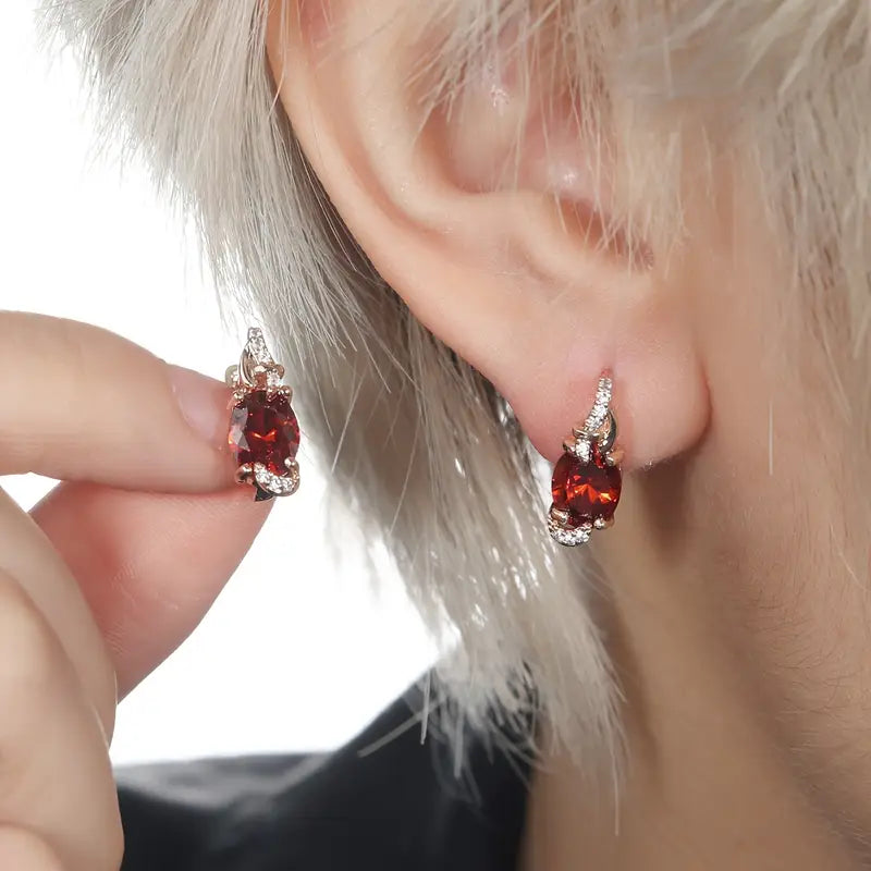 Crimson Twilight Aretes Colgantes | Oro