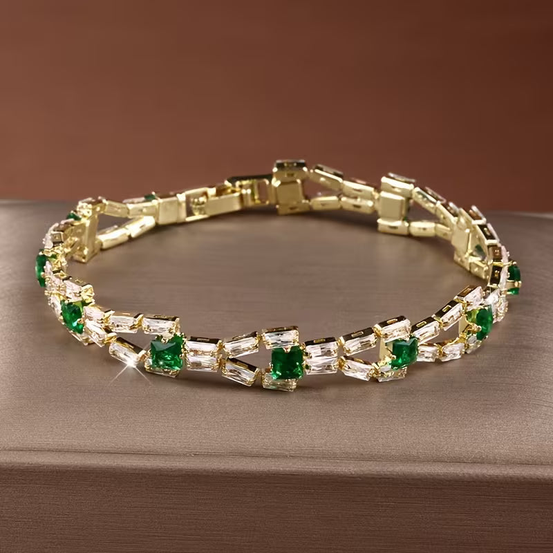 Verde Link Pulsera Tenis | Oro