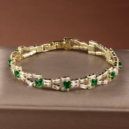 Verde Link Pulsera Tenis | Oro