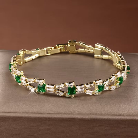 Verde Link Pulsera Tenis | Oro