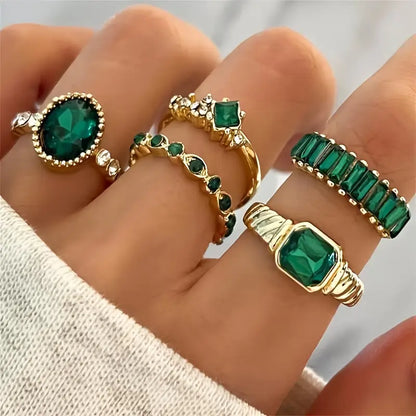 Oro Esmeralda Set de Anillos