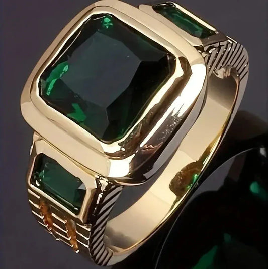 Oro Esmeralda Signet Anillo