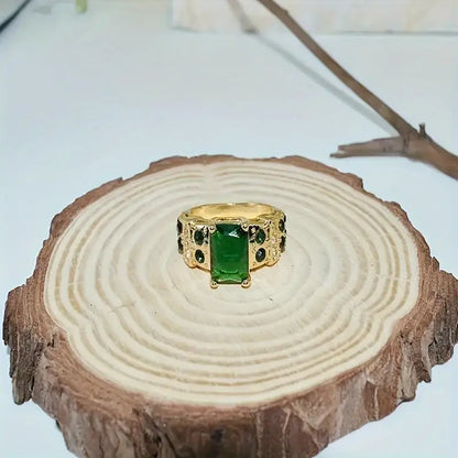 Oro Esmeralda Geometric Anillo