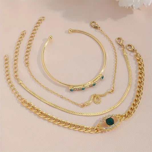 Oro Esmeralda Pulsera con Dije Set