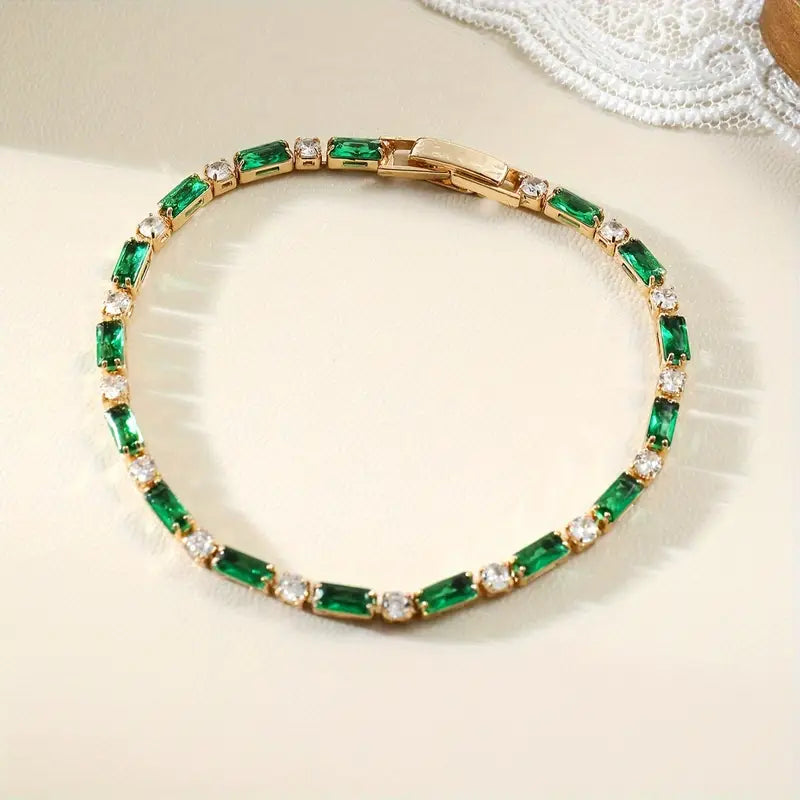 Oro Esmeralda Alternating Pulsera Tenis