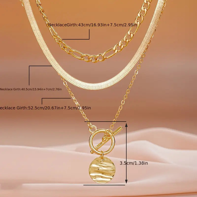 Savira Textured Coin Layered Collar | Oro