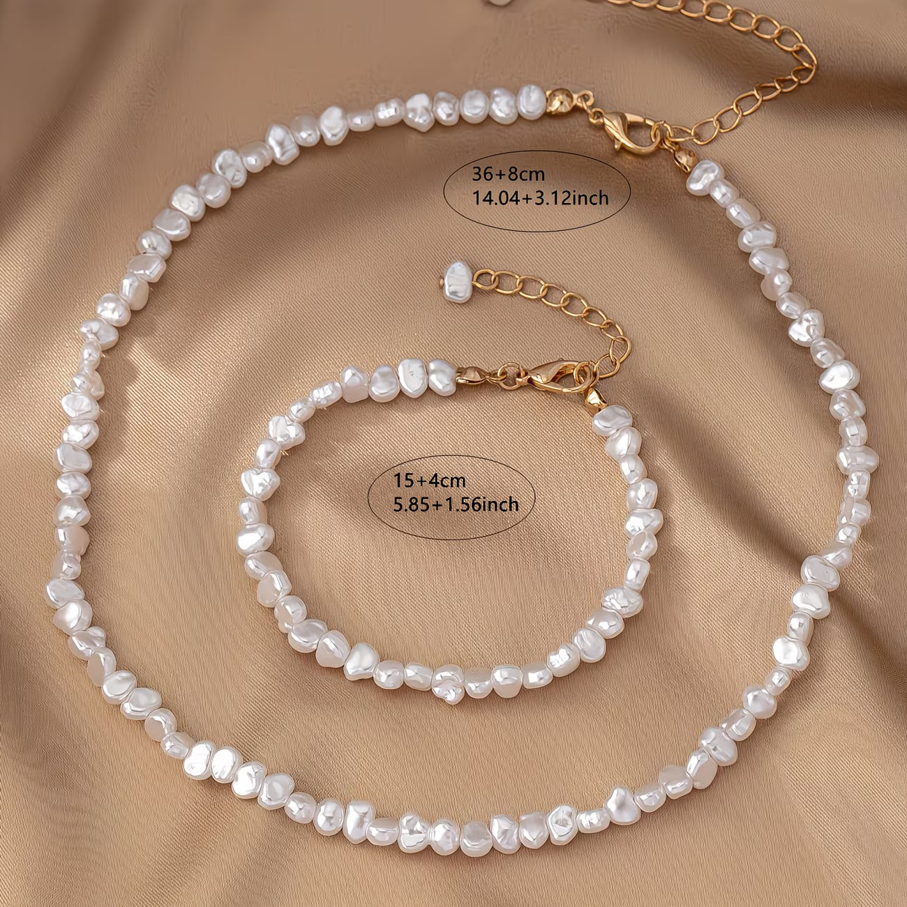 Baroque Collar de Perlas & Set de Pulseras