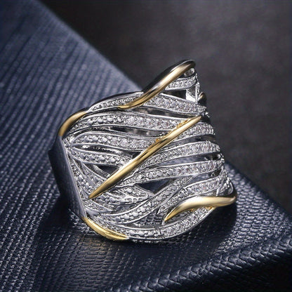 Plata and Oro Woven Band Anillo