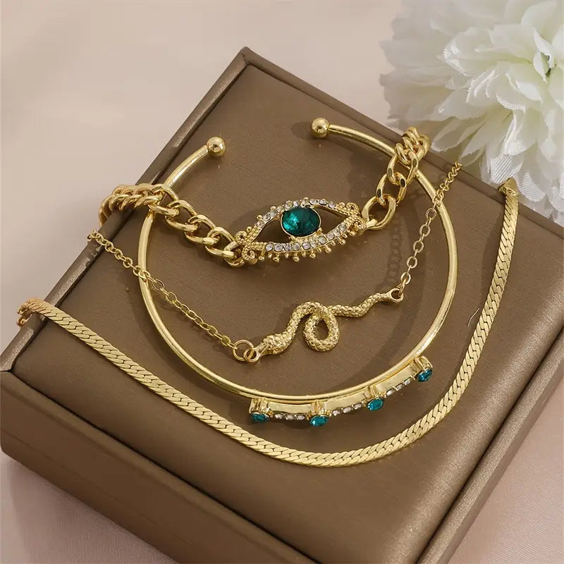 Oro Esmeralda Pulsera con Dije Set
