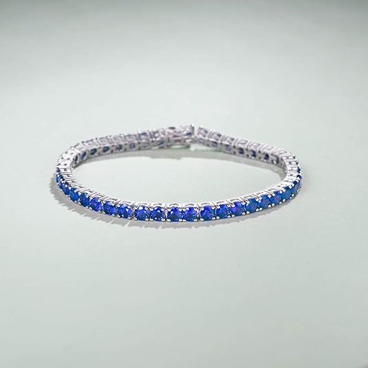 Zafiro Pulsera Tenis | Blanco Oro