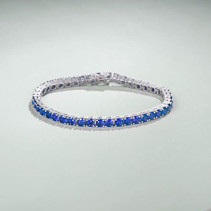 Zafiro Pulsera Tenis | Blanco Oro