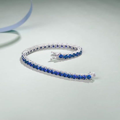 Zafiro Pulsera Tenis | Blanco Oro