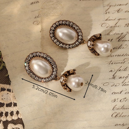 Vintage Perla Frame Aretes Colgantes