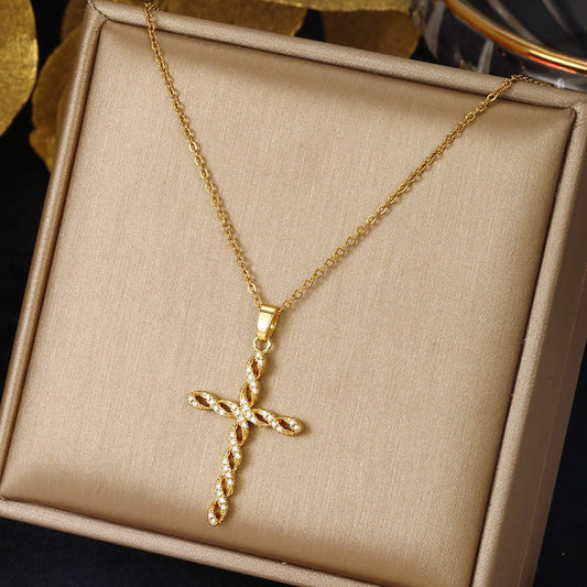 Cristal Twist Cross Collar | Oro