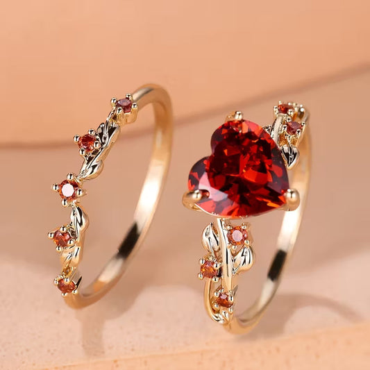 Redvine Corazón Accent Set de Anillos | Oro