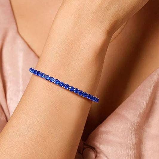 Zafiro Pulsera Tenis | Blanco Oro