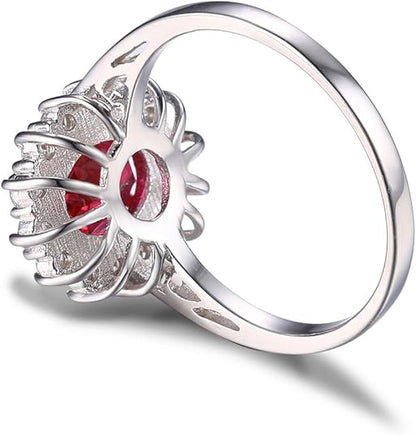 Classic Rubí Halo Anillo | Blanco Oro