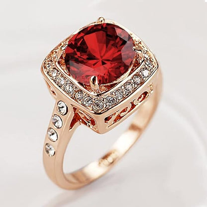 Rubí Halo Statement Anillo | Rose Oro