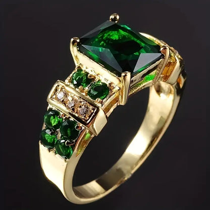 Oro Esmeralda Geometric Anillo