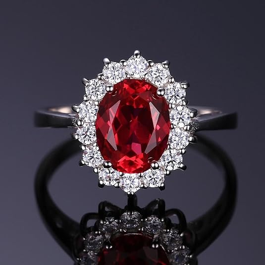 Classic Rubí Halo Anillo | Blanco Oro