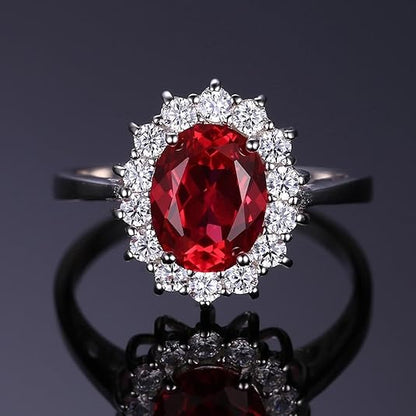 Classic Rubí Halo Anillo | Blanco Oro