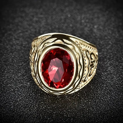 Oro Rubí Engraved Anillo