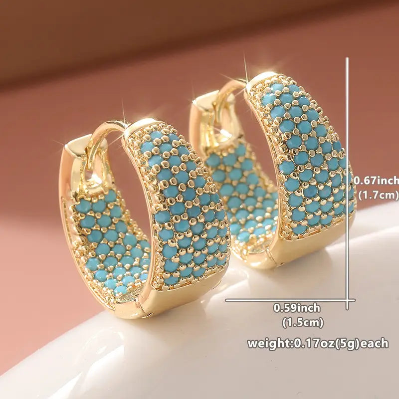 Golden-Tone Turquesa Beaded Aretes de Aro | Oro