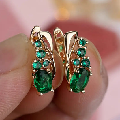 Oro Esmeralda Cluster Aretes Colgantes