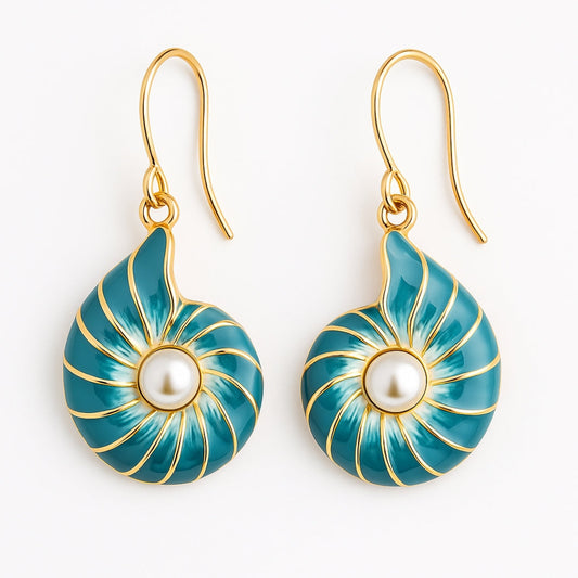 Seashell Perla Oro Aretes