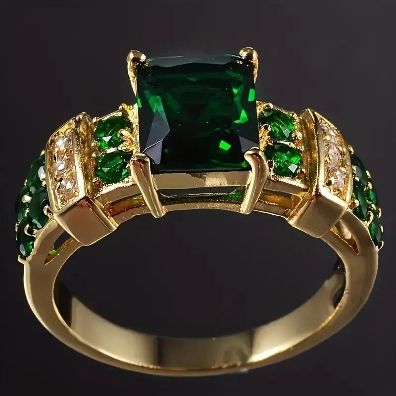 Oro Esmeralda Geometric Anillo