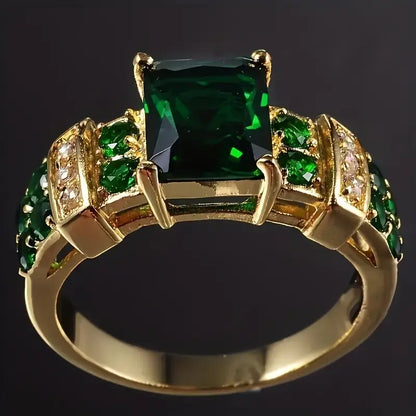 Oro Esmeralda Geometric Anillo