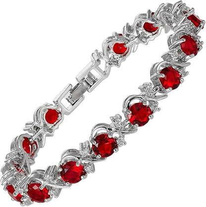 Rubí Vine Pulsera Tenis | Blanco Oro