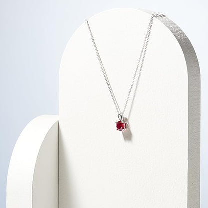 Round Cut Rubí Collar | Blanco Oro
