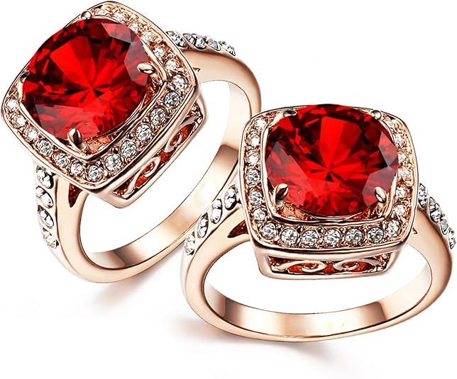 Rubí Halo Statement Anillo | Rose Oro
